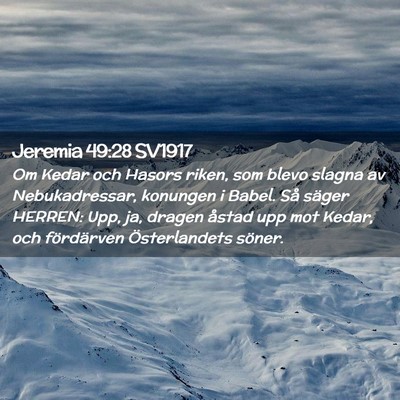 Picture 02 - Jeremia 49:28 SV1917 - Om Kedar och Hasors riken, som blevo slagna av - Bible Verse Picture
