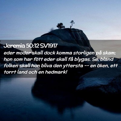 Picture 02 - Jeremia 50:12 SV1917 - eder moder skall dock komma storligen på skam; - Bible Verse Picture
