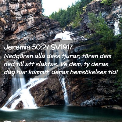 Picture 02 - Jeremia 50:27 SV1917 - Nedgören alla dess tjurar, fören dem ned till - Bible Verse Picture