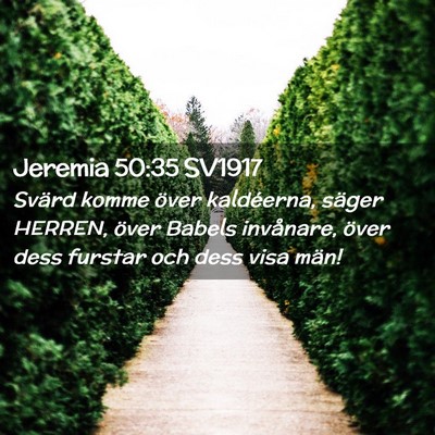 Picture 02 - Jeremia 50:35 SV1917 - Svärd komme över kaldéerna, säger HERREN, - Bible Verse Picture