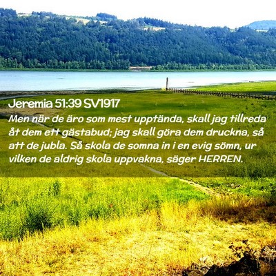 Picture 02 - Jeremia 51:39 SV1917 - Men när de äro som mest upptända, skall jag - Bible Verse Picture