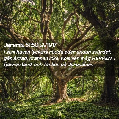 Picture 02 - Jeremia 51:50 SV1917 - I som haven lyckats rädda eder undan svärdet, - Bible Verse Picture