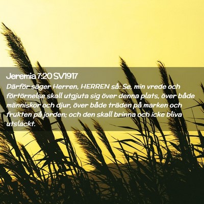 Picture 02 - Jeremia 7:20 SV1917 - Därför säger Herren, HERREN så: Se, min vrede - Bible Verse Picture