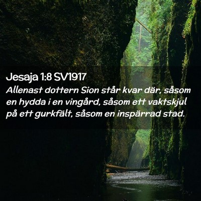 Picture 02 - Jesaja 1:8 SV1917 - Allenast dottern Sion står kvar där, såsom en - Bible Verse Picture