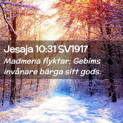 Picture 02 - Jesaja 10:31 SV1917 - Madmena flyktar; Gebims invånare bärga sitt - Bible Verse Picture