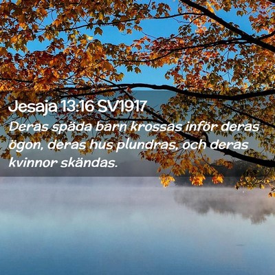 Picture 02 - Jesaja 13:16 SV1917 - Deras späda barn krossas inför deras ögon, - Bible Verse Picture