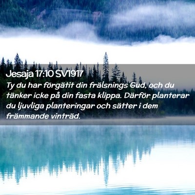 Picture 02 - Jesaja 17:10 SV1917 - Ty du har förgätit din frälsnings Gud, och du - Bible Verse Picture
