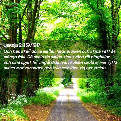 Picture 02 - Jesaja 2:4 SV1917 - Och han skall döma mellan hednafolken och skipa - Bible Verse Picture