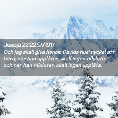 Picture 02 - Jesaja 22:22 SV1917 - Och jag skall giva honom Davids hus' nyckel att - Bible Verse Picture
