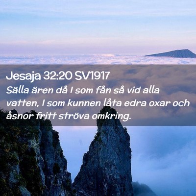 Picture 02 - Jesaja 32:20 SV1917 - Sälla ären då I som fån så vid alla vatten, - Bible Verse Picture