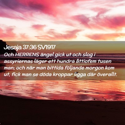 Picture 02 - Jesaja 37:36 SV1917 - Och HERRENS ängel gick ut och slog i assyriernas - Bible Verse Picture