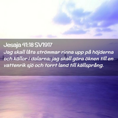 Picture 02 - Jesaja 41:18 SV1917 - Jag skall låta strömmar rinna upp på höjderna - Bible Verse Picture