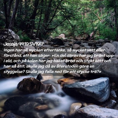Picture 02 - Jesaja 44:19 SV1917 - Ingen har så mycken eftertanke, så mycket vett - Bible Verse Picture