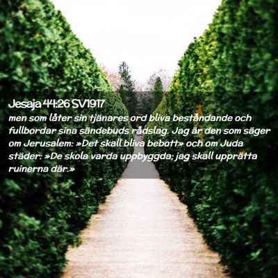 Picture 02 - Jesaja 44:26 SV1917 - men som låter sin tjänares ord bliva - Bible Verse Picture