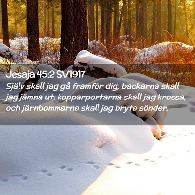 Picture 02 - Jesaja 45:2 SV1917 - Själv skall jag gå framför dig, backarna skall - Bible Verse Picture