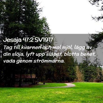 Picture 02 - Jesaja 47:2 SV1917 - Tag till kvarnen och mal mjöl, lägg av din - Bible Verse Picture