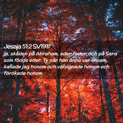 Picture 02 - Jesaja 51:2 SV1917 - ja, skåden på Abraham, eder fader, och på Sara - Bible Verse Picture