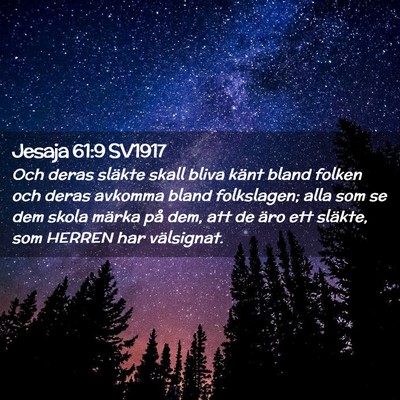 Picture 02 - Jesaja 61:9 SV1917 - Och deras släkte skall bliva känt bland folken - Bible Verse Picture
