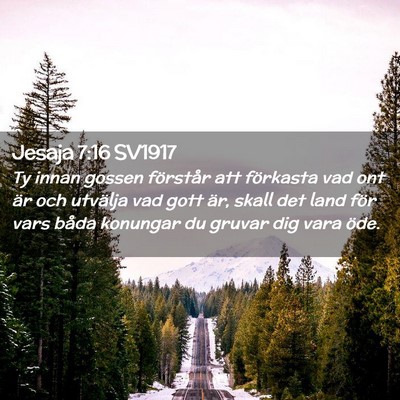 Picture 02 - Jesaja 7:16 SV1917 - Ty innan gossen förstår att förkasta vad ont - Bible Verse Picture