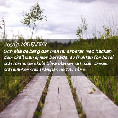 Picture 02 - Jesaja 7:25 SV1917 - Och alla de berg där man nu arbetar med hackan, - Bible Verse Picture