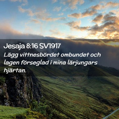Picture 02 - Jesaja 8:16 SV1917 - Lägg vittnesbördet ombundet och lagen - Bible Verse Picture