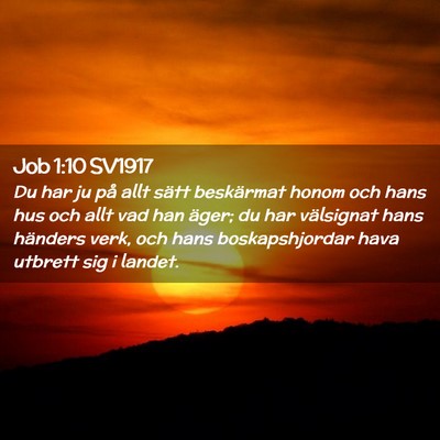 Picture 02 - Job 1:10 SV1917 - Du har ju på allt sätt beskärmat honom och - Bible Verse Picture
