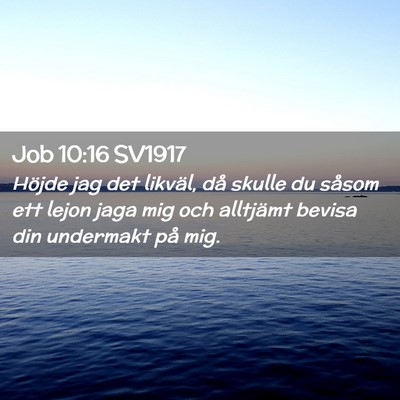 Picture 02 - Job 10:16 SV1917 - Höjde jag det likväl, då skulle du såsom ett - Bible Verse Picture
