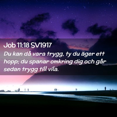 Picture 02 - Job 11:18 SV1917 - Du kan då vara trygg, ty du äger ett hopp; du - Bible Verse Picture