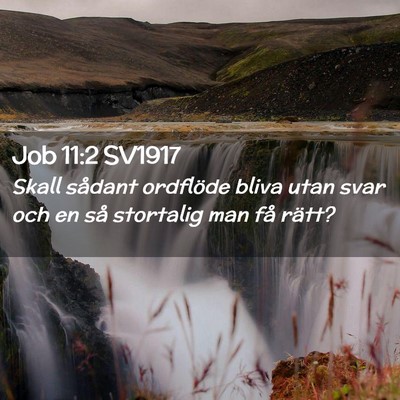 Picture 02 - Job 11:2 SV1917 - Skall sådant ordflöde bliva utan svar och en - Bible Verse Picture