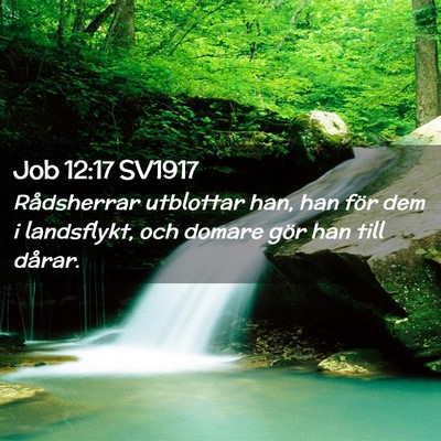 Picture 02 - Job 12:17 SV1917 - Rådsherrar utblottar han, han för dem i - Bible Verse Picture