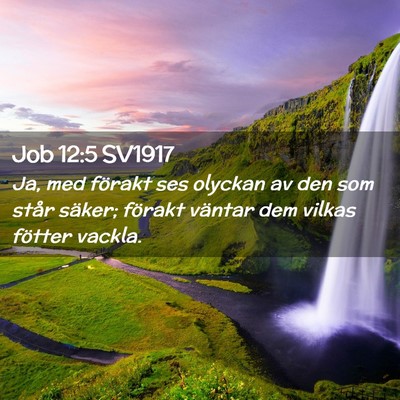 Picture 02 - Job 12:5 SV1917 - Ja, med förakt ses olyckan av den som står - Bible Verse Picture