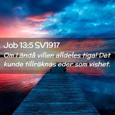 Picture 02 - Job 13:5 SV1917 - Om I ändå villen alldeles tiga! Det kunde - Bible Verse Picture