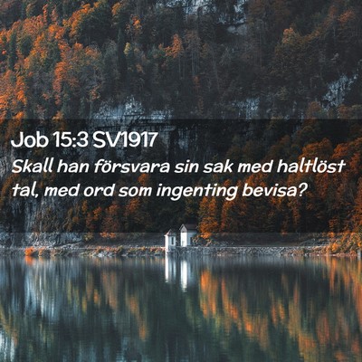 Picture 02 - Job 15:3 SV1917 - Skall han försvara sin sak med haltlöst tal, - Bible Verse Picture