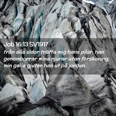 Picture 02 - Job 16:13 SV1917 - från alla sidor träffa mig hans pilar, han - Bible Verse Picture