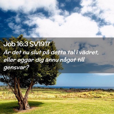 Picture 02 - Job 16:3 SV1917 - Är det nu slut på detta tal i vädret, eller - Bible Verse Picture