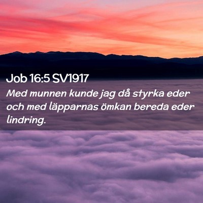 Picture 02 - Job 16:5 SV1917 - Med munnen kunde jag då styrka eder och med - Bible Verse Picture