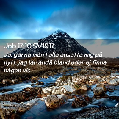 Picture 02 - Job 17:10 SV1917 - Ja, gärna mån I alla ansätta mig på nytt, jag - Bible Verse Picture