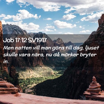 Picture 02 - Job 17:12 SV1917 - Men natten vill man göra till dag, ljuset skulle - Bible Verse Picture
