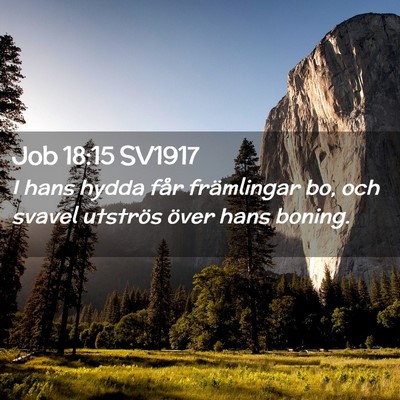 Picture 02 - Job 18:15 SV1917 - I hans hydda får främlingar bo, och svavel - Bible Verse Picture