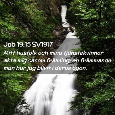 Picture 02 - Job 19:15 SV1917 - Mitt husfolk och mina tjänstekvinnor akta mig - Bible Verse Picture
