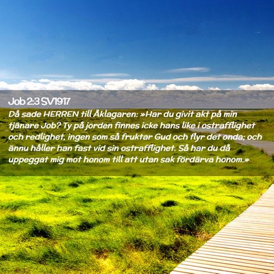 Picture 02 - Job 2:3 SV1917 - Då sade HERREN till Åklagaren: »Har du givit - Bible Verse Picture