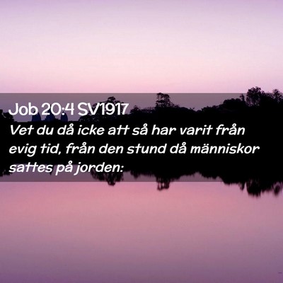 Picture 02 - Job 20:4 SV1917 - Vet du då icke att så har varit från evig tid, - Bible Verse Picture