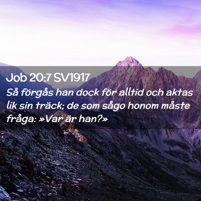 Picture 02 - Job 20:7 SV1917 - Så förgås han dock för alltid och aktas lik - Bible Verse Picture