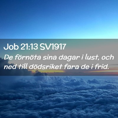 Picture 02 - Job 21:13 SV1917 - De förnöta sina dagar i lust, och ned till - Bible Verse Picture