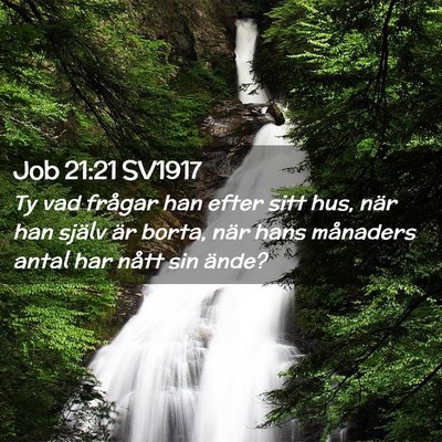 Picture 02 - Job 21:21 SV1917 - Ty vad frågar han efter sitt hus, när han - Bible Verse Picture