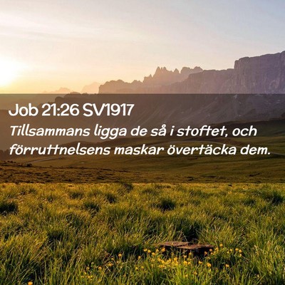Picture 02 - Job 21:26 SV1917 - Tillsammans ligga de så i stoftet, och - Bible Verse Picture