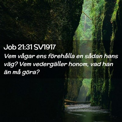 Picture 02 - Job 21:31 SV1917 - Vem vågar ens förehålla en sådan hans väg? - Bible Verse Picture