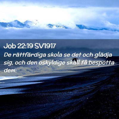 Picture 02 - Job 22:19 SV1917 - De rättfärdiga skola se det och glädja sig, - Bible Verse Picture