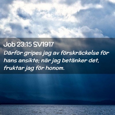 Picture 02 - Job 23:15 SV1917 - Därför gripes jag av förskräckelse för hans - Bible Verse Picture