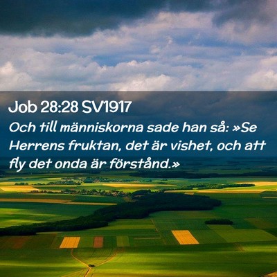 Picture 02 - Job 28:28 SV1917 - Och till människorna sade han så: »Se Herrens - Bible Verse Picture